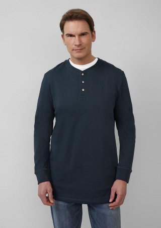 s.Oliver Langarmshirt mit Henleyausschnitt und Web-Details - tiefblau