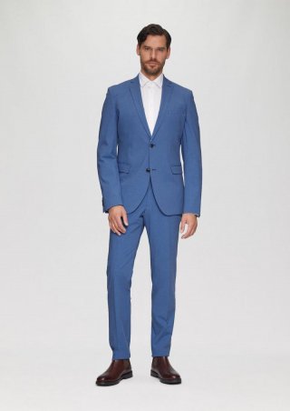 s.Oliver s.O PURE: Hochelastische Anzughose in Wolloptik - blau