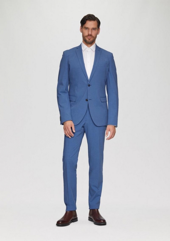 s.Oliver s.O PURE: Hochelastische Anzughose in Wolloptik - blau