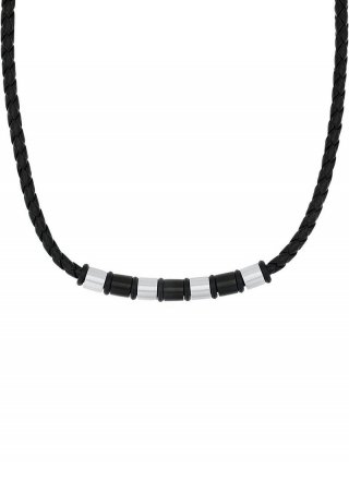 s.Oliver Lederkette mit Beads-Detail - silber