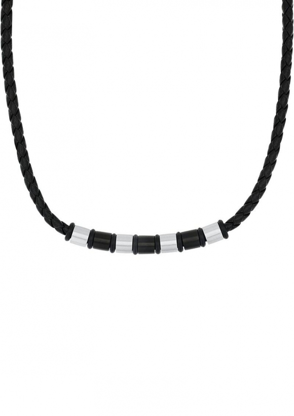 s.Oliver Lederkette mit Beads-Detail - silber