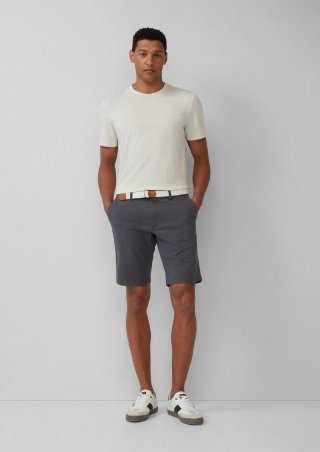 s.Oliver Phoenix: Baumwoll-Shorts mit Flechtgürtel - schiefergrau