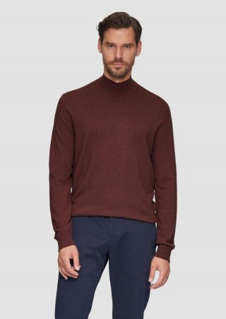 s.Oliver Softer Turtleneckpullover aus Baumwoll-Merino-Mix - bordeaux