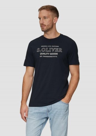 s.Oliver T-Shirt mit Logo-Motiven aus reiner Baumwolle - navy