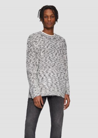 s.Oliver Melierter Grobstrickpullover - schwarz