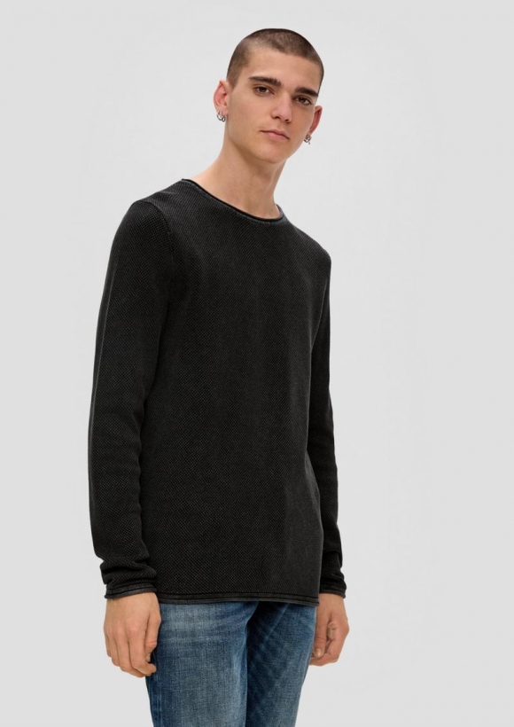 s.Oliver Leichter Strickpullover mit Musterstruktur - schwarz