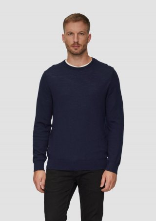 s.Oliver Feinstrickpullover aus reiner Merinowolle - navy