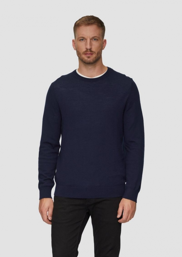 s.Oliver Feinstrickpullover aus reiner Merinowolle - navy