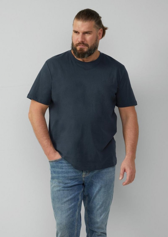 s.Oliver Baumwoll-Shirt mit Crew Neck - navy