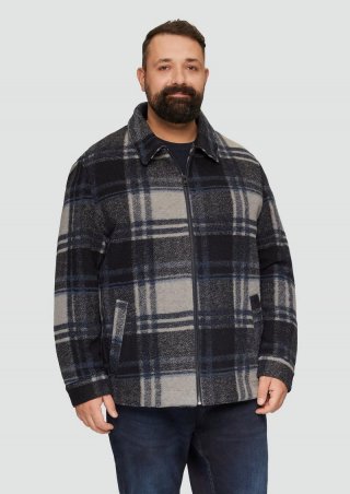 s.Oliver Karierte Hemdjacke aus Wollmix - navy