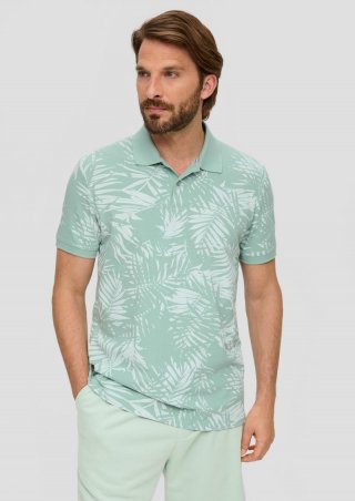 s.Oliver Poloshirt aus reiner Baumwolle mit All-over-Print - ozeangrün