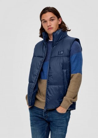 s.Oliver Steppweste mit Label-Patch - tiefblau