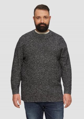 s.Oliver Grobstrickpullover in Melange-Optik - schwarz