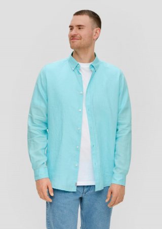 s.Oliver Leinenhemd mit Button-Down-Kragen - helles türkis