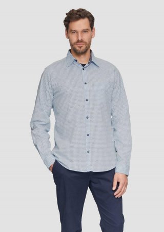 s.Oliver Slim Fit: Gemustertes Hemd mit Kentkragen - hellblau