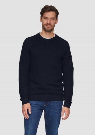s.Oliver Strickpullover mit Raglanärmeln und Strukturmix - navy