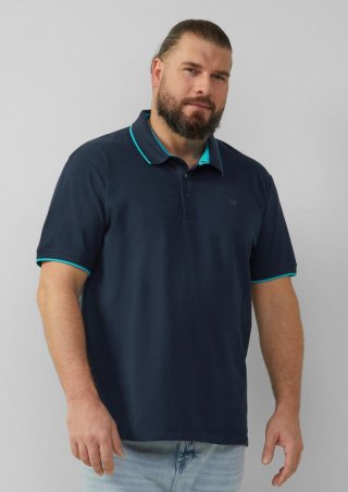 s.Oliver Sportives Piqué-Poloshirt mit Kontrast-Details - tiefblau