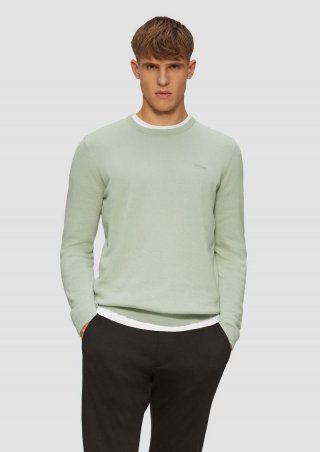 s.Oliver Strickpullover mit Logo-Stickerei - helles olivgrün