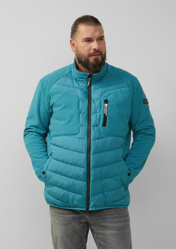 s.Oliver Materialmix-Jacke mit sportiven Kontrastdetails - türkisblau