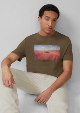 s.Oliver Baumwoll-T-Shirt mit Fotoprint - sandstein