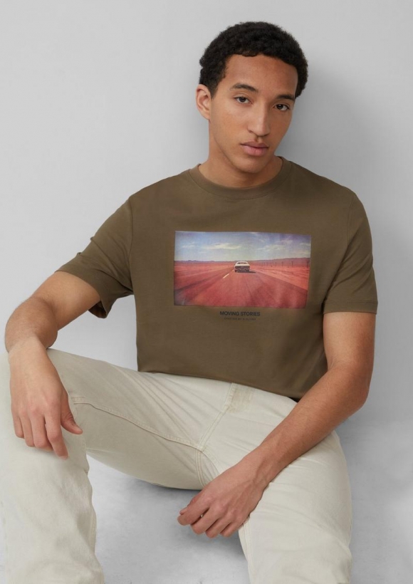 s.Oliver Baumwoll-T-Shirt mit Fotoprint - sandstein