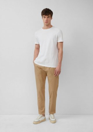 s.Oliver Detroit: Relaxed-Fit-Chino aus Leinenmix mit Elastikbund - beige