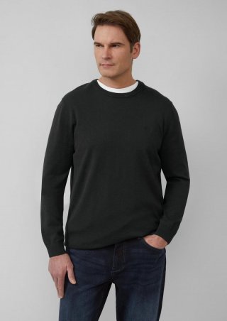 s.Oliver Strickpullover mit Logo-Stickerei - schwarz