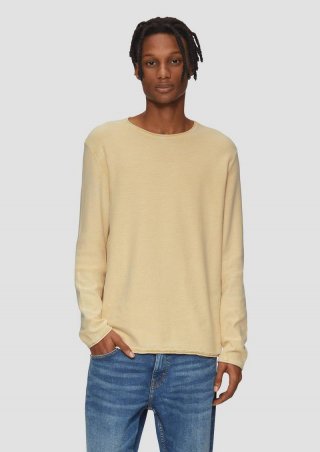 s.Oliver Gewaschener Strickpullover mit Rollsaum - hellgelb