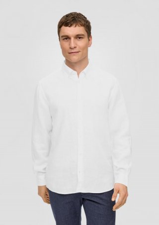 s.Oliver Leinenhemd mit Button-Down-Kragen - weiß