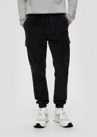 s.Oliver Regular: Hose aus Feincord - dunkelgrau