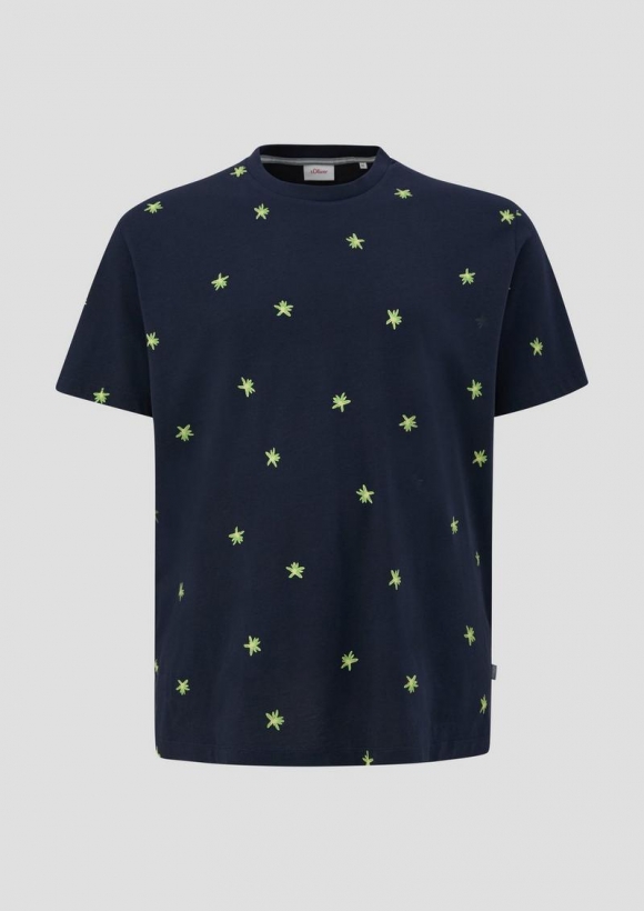 s.Oliver T-Shirt mit All-over-Print - navy