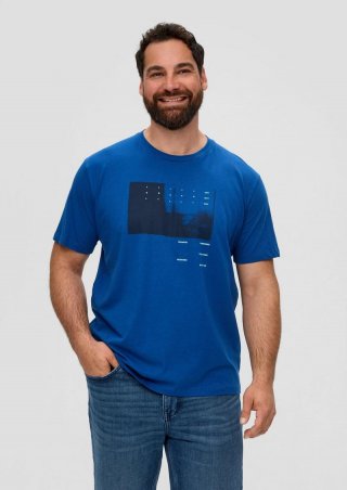 s.Oliver T-Shirt mit Frontprint - ozeanblau