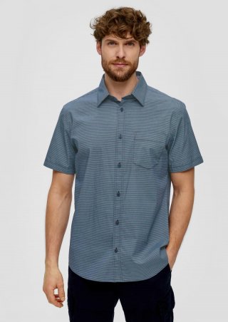 s.Oliver Slim Fit: Kurzarmhemd mit aufgesetzter Tasche - navy