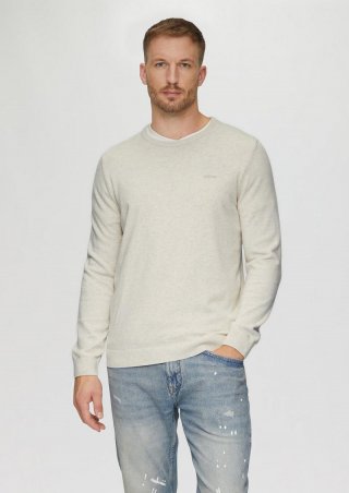 s.Oliver Strickpullover mit Logo-Stickerei - wollweiß