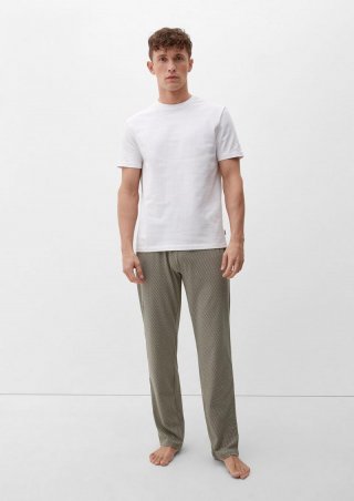 s.Oliver Lange Pyjamahose mit Allover-Print - olivgrün