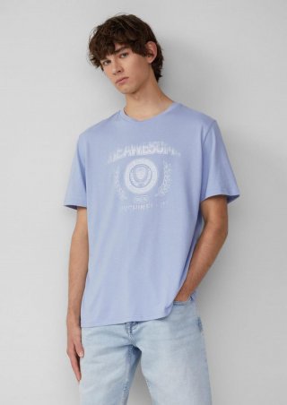s.Oliver Basic T-Shirt mit platziertem Druck - himmelblau