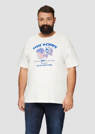 s.Oliver Baumwollshirt mit Frontprint - weiß