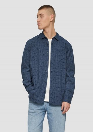 s.Oliver Regular Fit: Hemd mit All-over-Print - dunkelblau