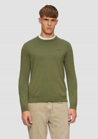 s.Oliver Strickpullover mit Logo-Stickerei - tannengrün
