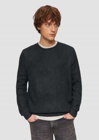 s.Oliver Strickpullover mit Rippstruktur - navy