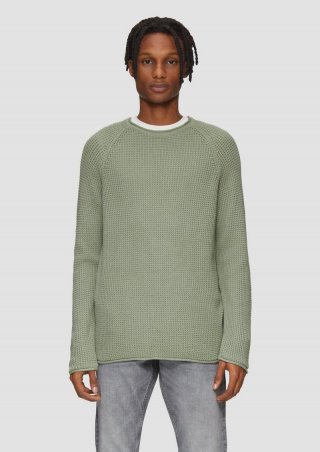 s.Oliver Locker gestrickter Pullover mit Waschung - salbeigrün