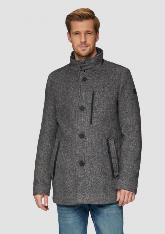 s.Oliver Sportiver Kurzmantel mit gestepptem Insert - dunkelgrau