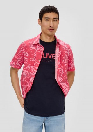 s.Oliver Kurzarmhemd mit Button-Down-Kragen - himbeere