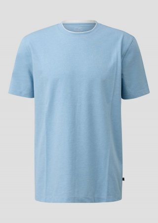 s.Oliver T-Shirt aus Melange-Jersey mit Layering-Detail - hellblau