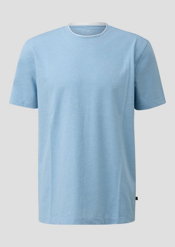 s.Oliver T-Shirt aus Melange-Jersey mit Layering-Detail - hellblau