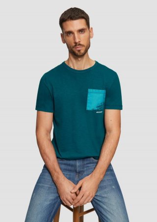 s.Oliver Baumwoll-T-Shirt mit Garment Dye - petrol
