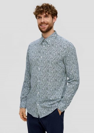 s.Oliver Jerseyhemd mit All-over-Print - salbeigrün