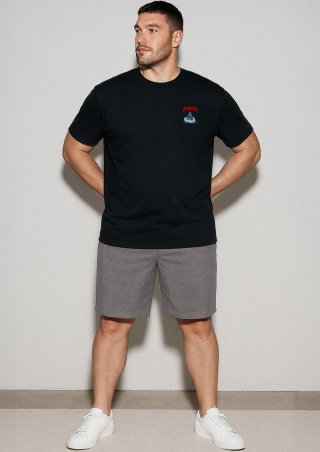 s.Oliver Relaxed-Fit-Bermuda mit Minimalmuster und Elastikbund - grau