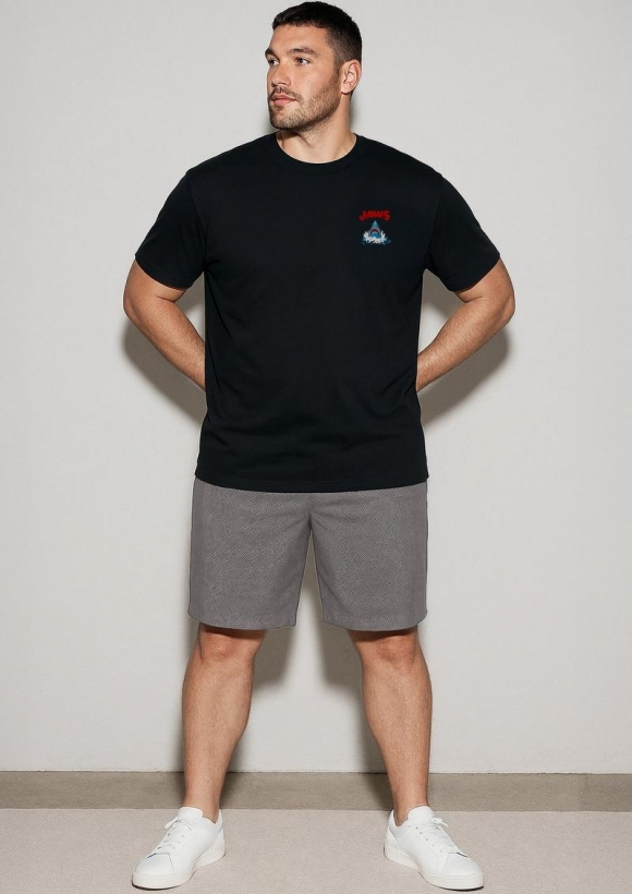 s.Oliver Relaxed-Fit-Bermuda mit Minimalmuster und Elastikbund - grau