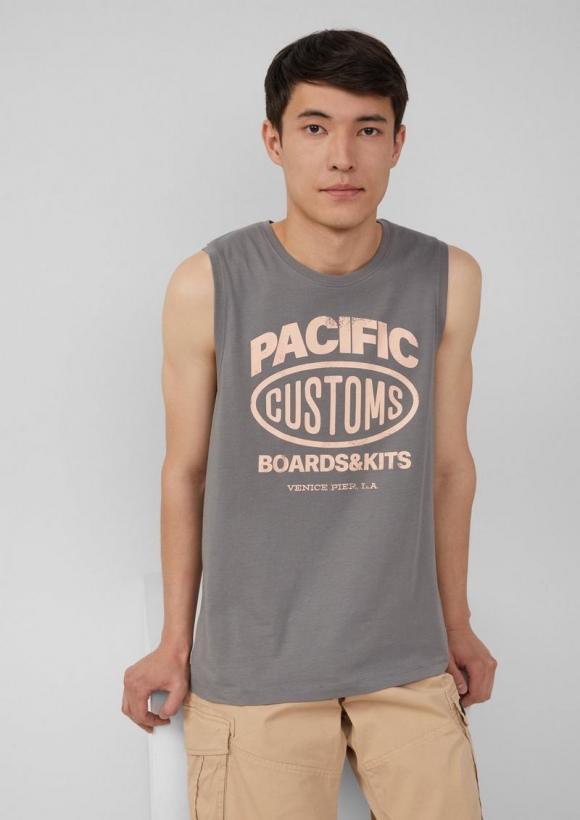 s.Oliver Tanktop aus Baumwollle mit Frontprint - dunkelgrau